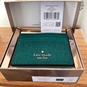 Kate Spade Boxed Small Glimmer Slim Card Holder - Festive Teal
